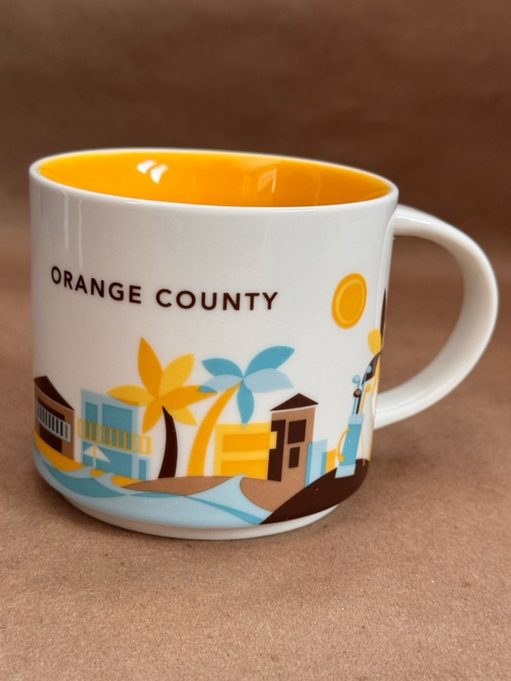 Starbucks 2017 You Are Here Series Orange County Yellow and Blue Mug. 14 fl
Oz.